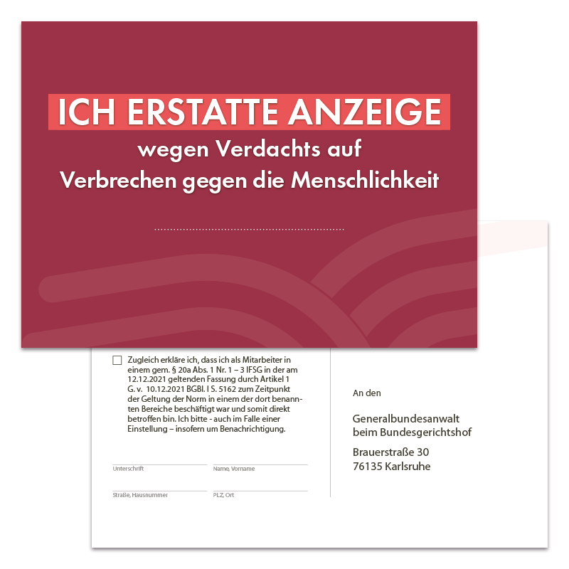 Postkarte Strafanzeigen einreichen Karlsruhe Dezember 2023